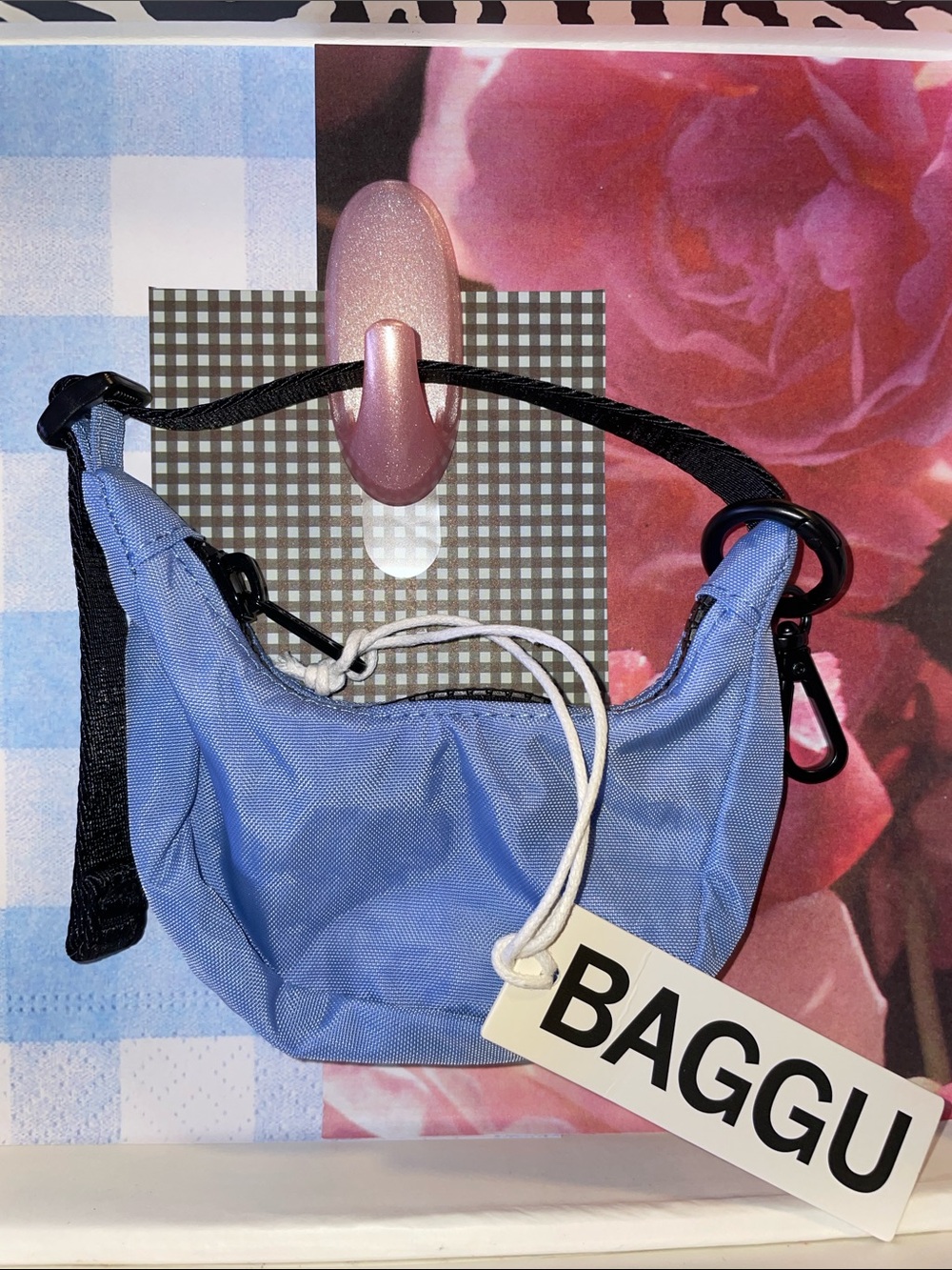 blue BAGGU mini bag charm 🦋
